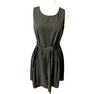 Calvin Klein Dress 8 10 Black A Line Dress Belt Stretch Sleeveless Career Church